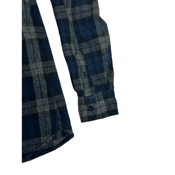 Grunt Style L/S Blue Plaid Flannel Button Down Shirt Mens Small - Picture 3 of 5